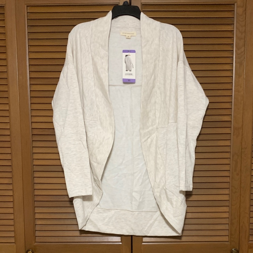 NWT Eco Threads Oversized Fleece Lined Open Front Cardigan XS